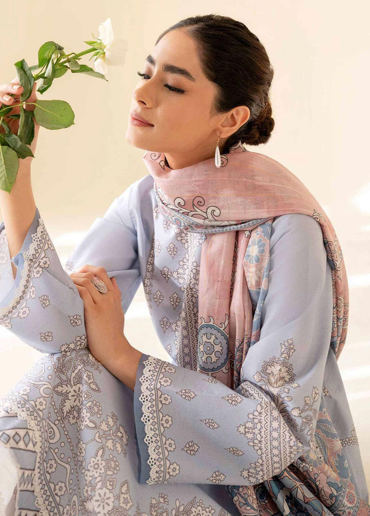 Daffodils By Seran Embroidered Lawn Suits Unstitched 2 Piece SRN23D 01 Sweet Indigo - Summer Collection