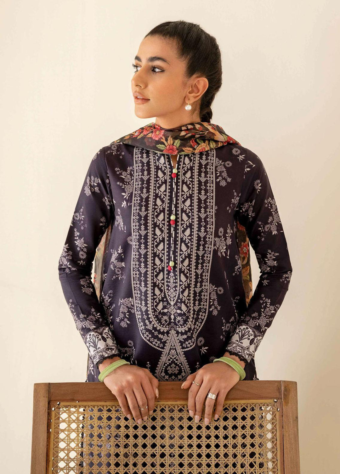 Daffodils By Seran Embroidered Lawn Suits Unstitched 2 Piece SRN23D 04 Magnolia - Summer Collection