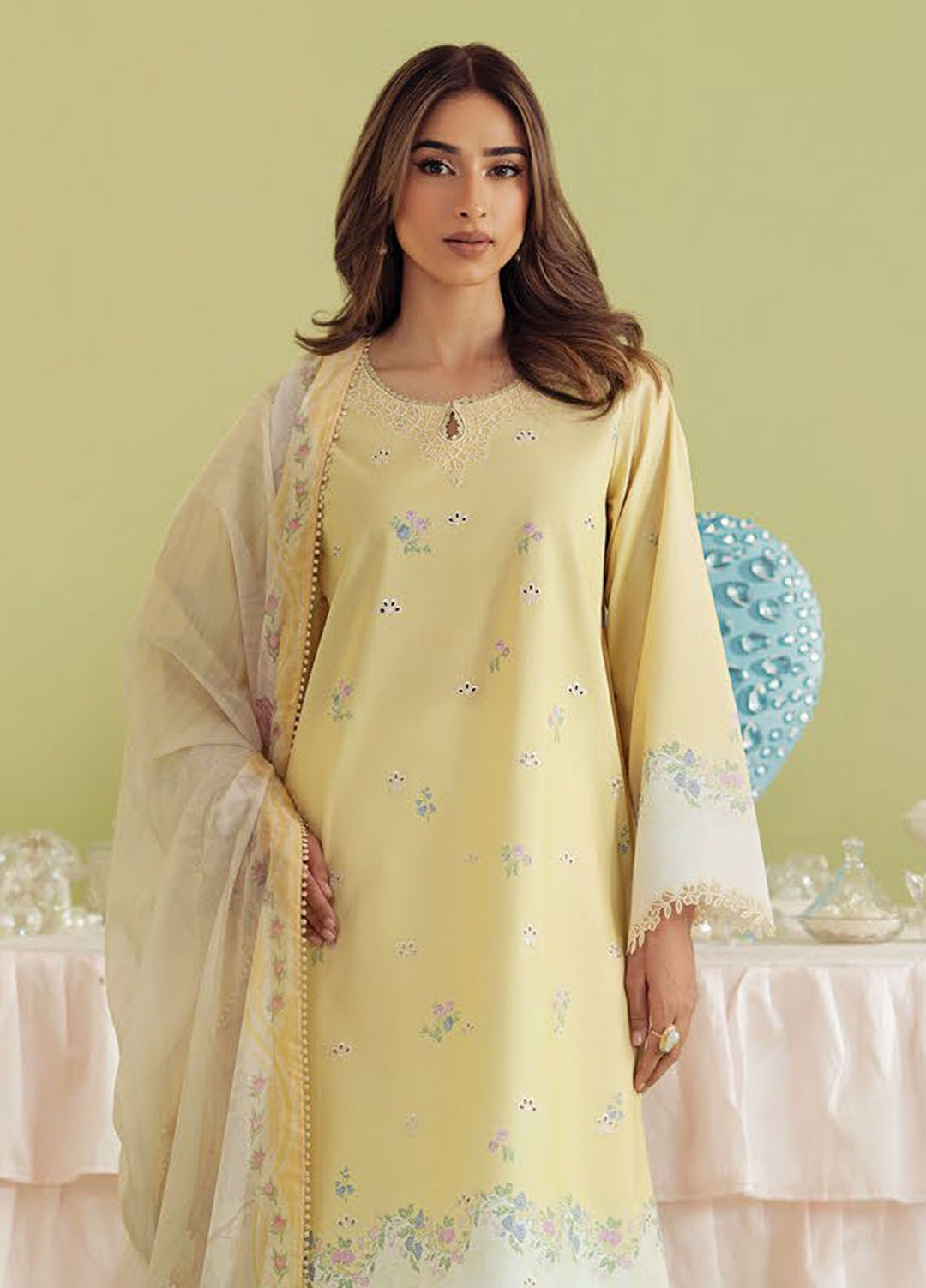 Daffodils by Seran Embroidered Lawn Suits Unstitched 2 Piece SN25DL D-01 Izzy - Summer Collection