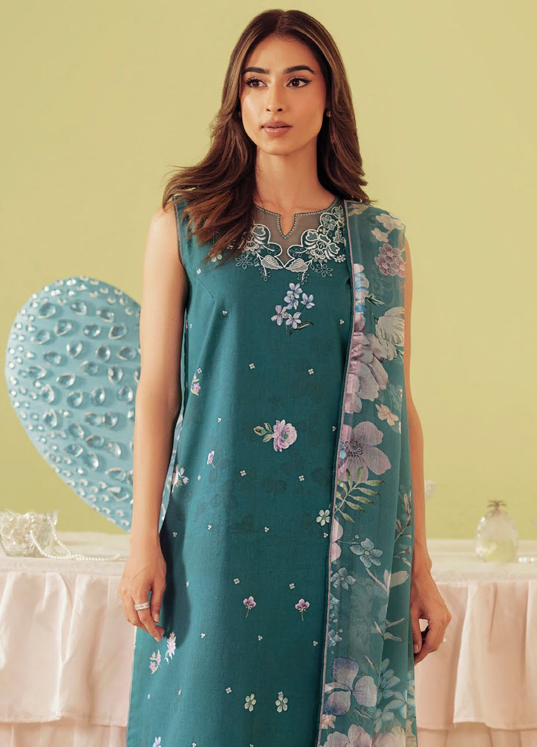 Daffodils by Seran Embroidered Lawn Suits Unstitched 2 Piece SN25DL D-06 Kyma - Summer Collection