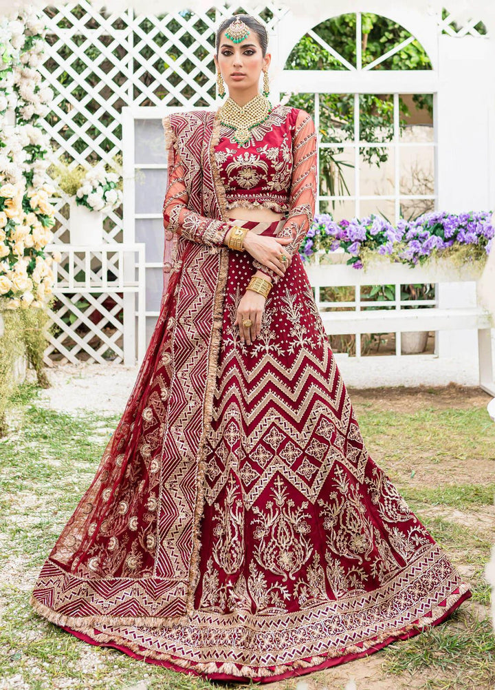 A'La Mode By Gisele Embroidered Net Suits Unstitched 3 Piece GL22A Dahlia - Luxury Collection