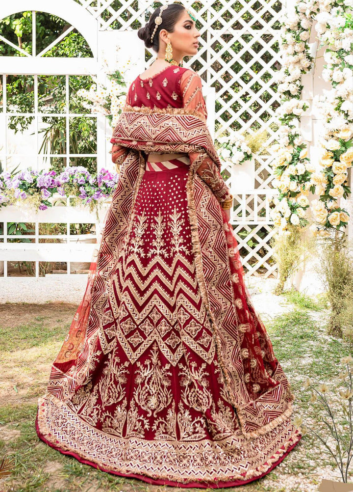 A'La Mode By Gisele Embroidered Net Suits Unstitched 3 Piece GL22A Dahlia - Luxury Collection