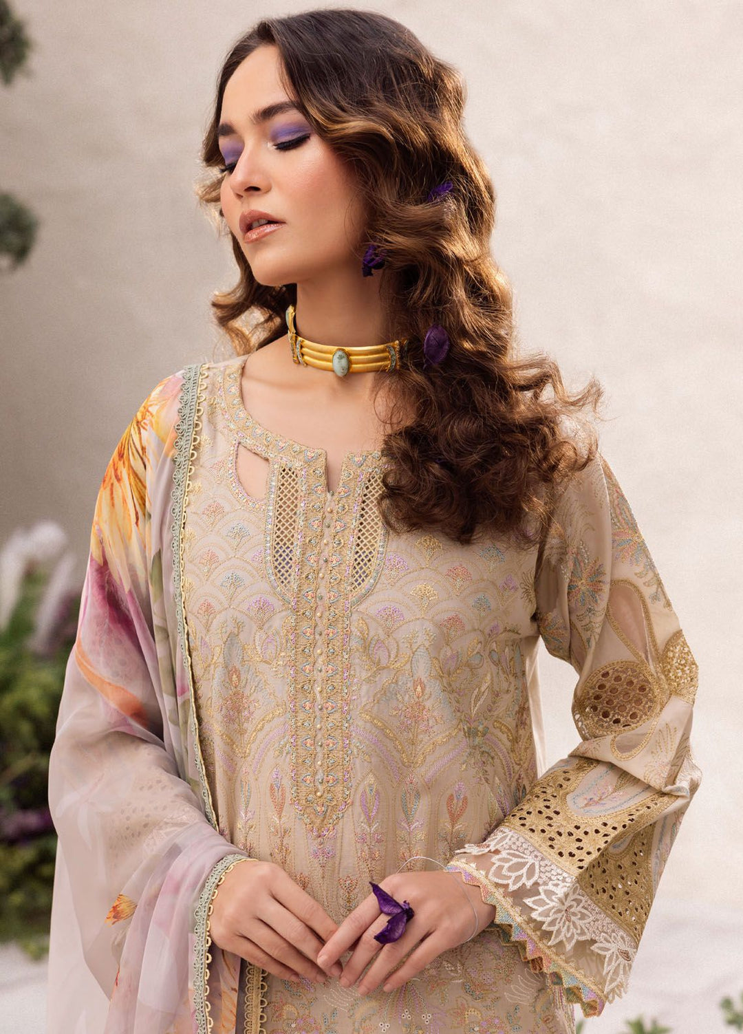 Dahlia by Iznik Embroidered Lawn Suits Unstitched 3 Piece IZ24D DL-03 Cascade - Summer Collection