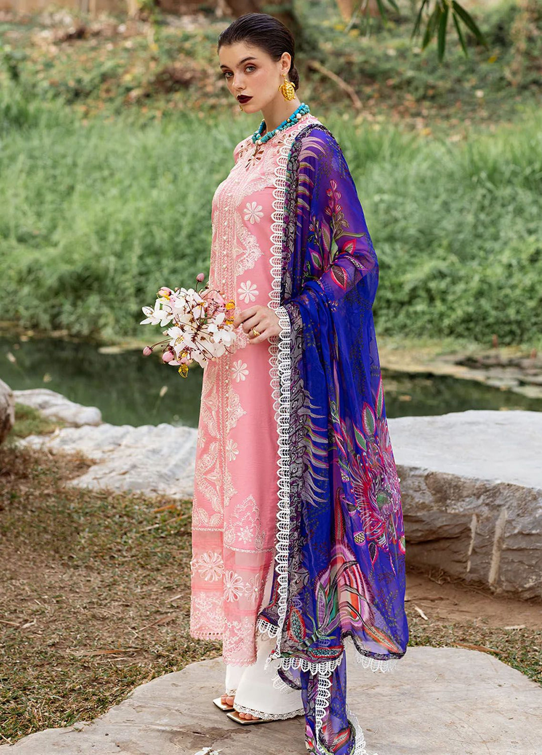 Dahlia by Roheenaz Embroidered Lawn Suits Unstitched 3 Piece RNZ24D D-01B Orchid - Summer Collection