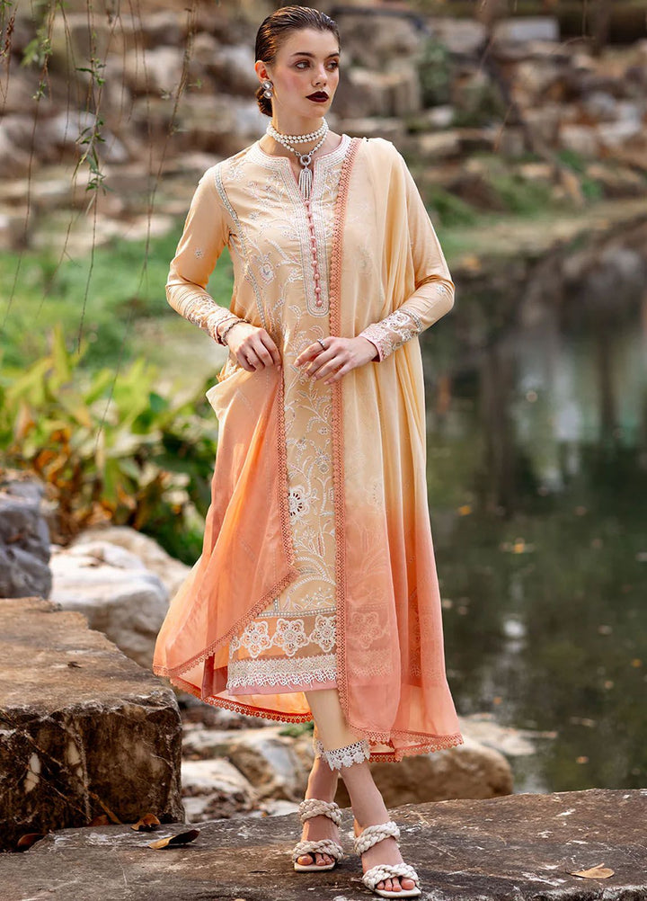 Dahlia by Roheenaz Embroidered Lawn Suits Unstitched 3 Piece RNZ24D D-02B Magnolia - Summer Collection