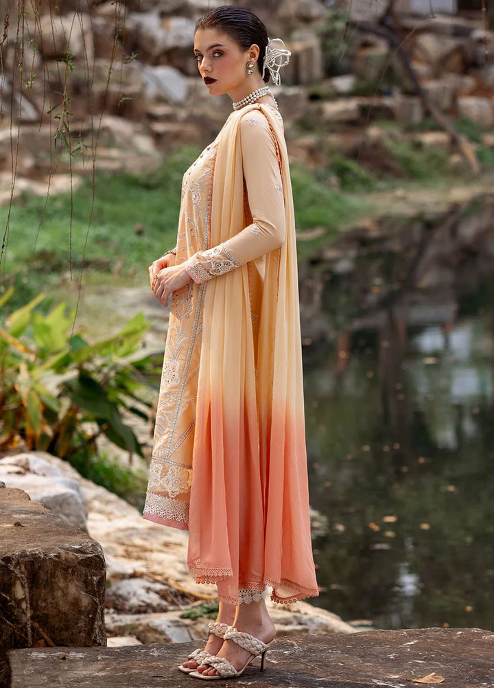 Dahlia by Roheenaz Embroidered Lawn Suits Unstitched 3 Piece RNZ24D D-02B Magnolia - Summer Collection