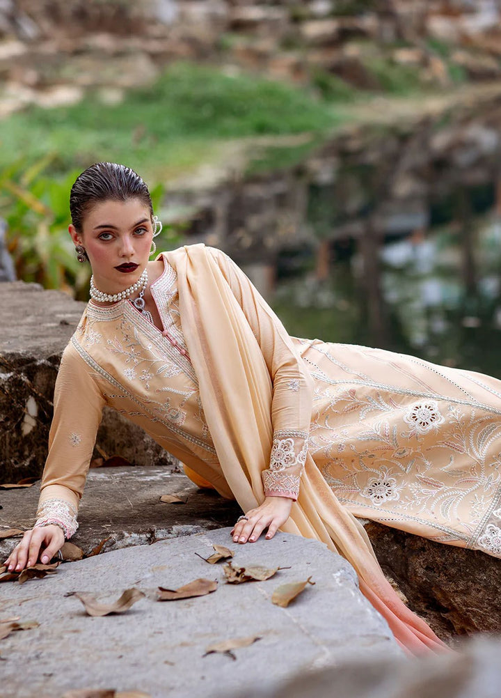 Dahlia by Roheenaz Embroidered Lawn Suits Unstitched 3 Piece RNZ24D D-02B Magnolia - Summer Collection