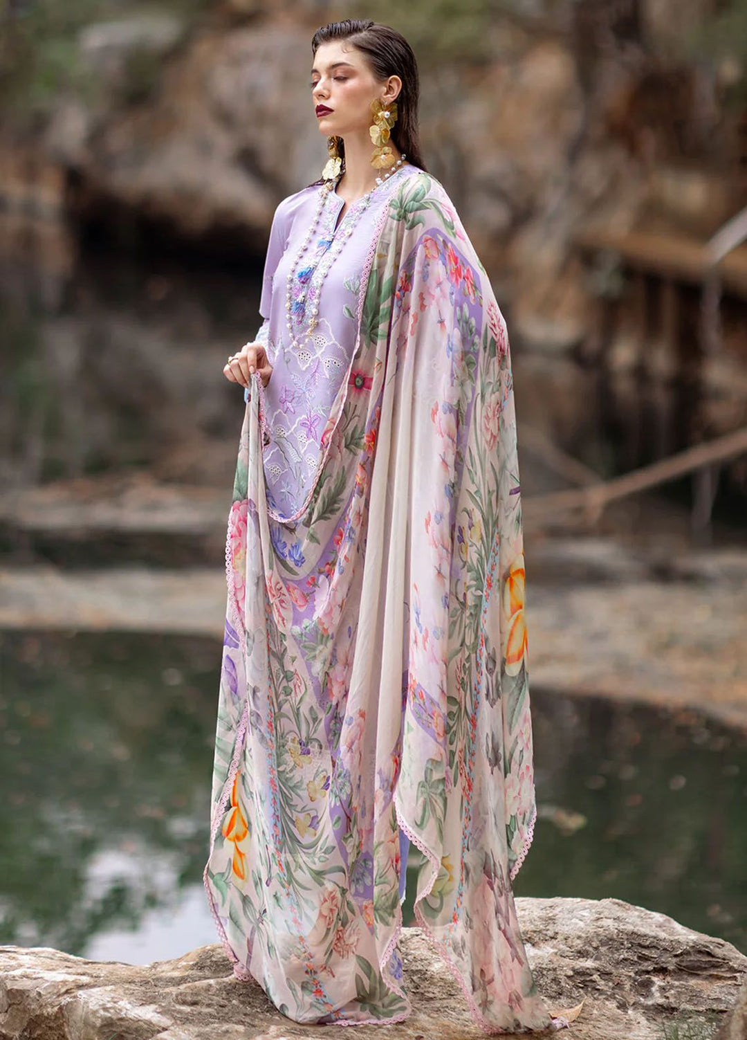 Dahlia by Roheenaz Embroidered Lawn Suits Unstitched 3 Piece RNZ24D D-03B Iris - Summer Collection