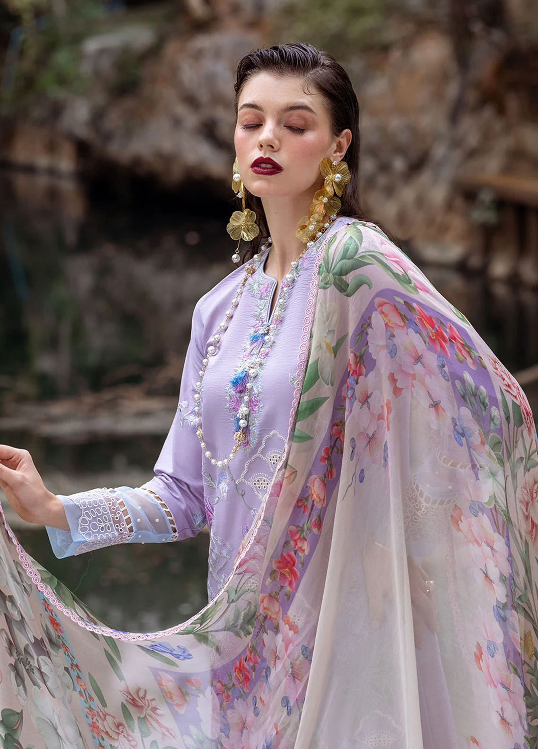 Dahlia by Roheenaz Embroidered Lawn Suits Unstitched 3 Piece RNZ24D D-03B Iris - Summer Collection