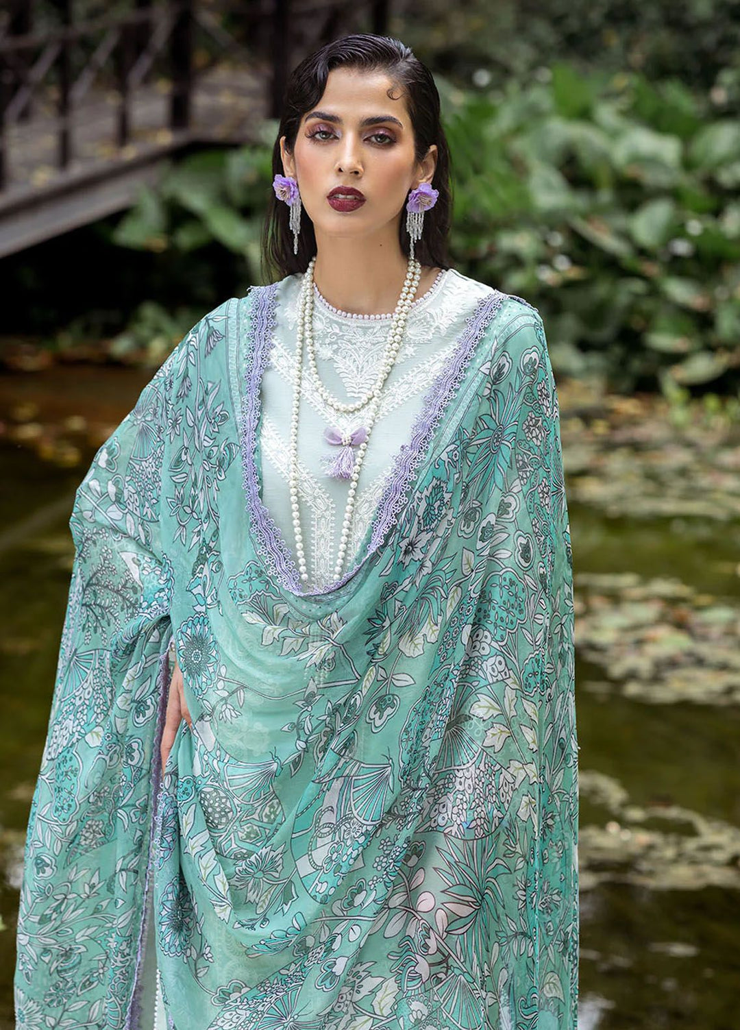 Dahlia by Roheenaz Embroidered Lawn Suits Unstitched 3 Piece RNZ24D D-05A Gardenia - Summer Collection