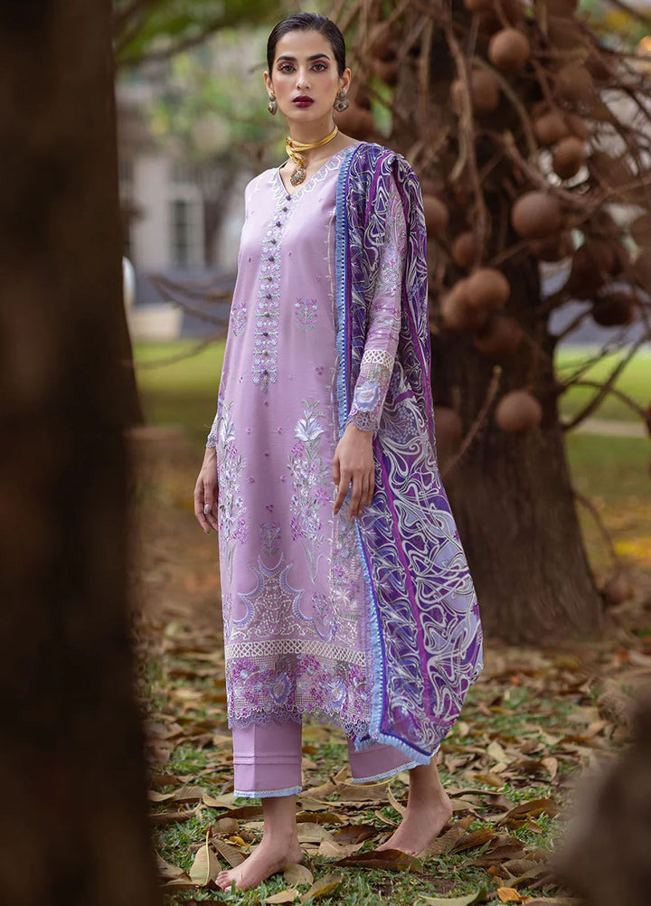 Dahlia by Roheenaz Embroidered Lawn Suits Unstitched 3 Piece RNZ24D D-06A Hyacinth - Summer Collection