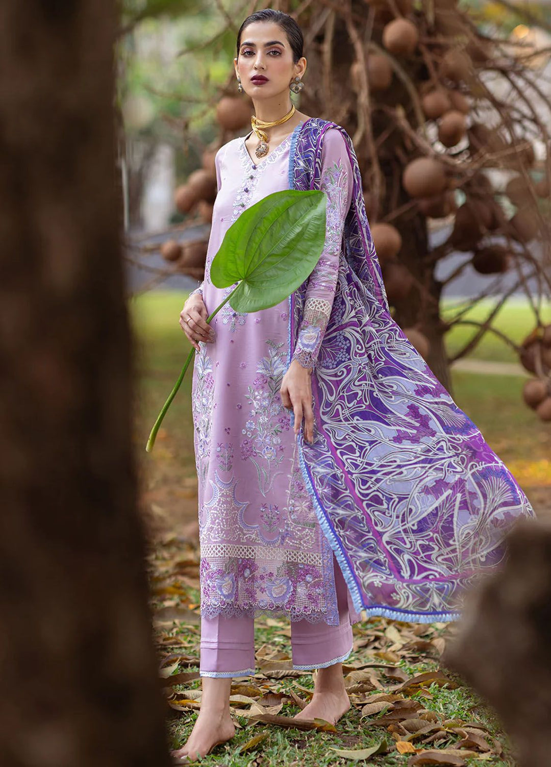 Dahlia by Roheenaz Embroidered Lawn Suits Unstitched 3 Piece RNZ24D D-06A Hyacinth - Summer Collection