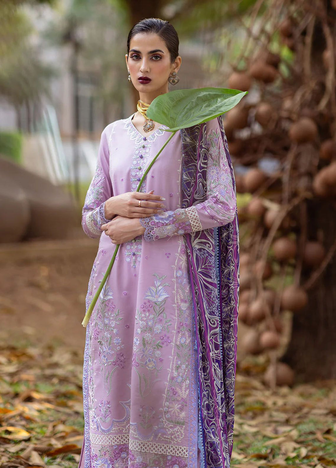 Dahlia by Roheenaz Embroidered Lawn Suits Unstitched 3 Piece RNZ24D D-06A Hyacinth - Summer Collection