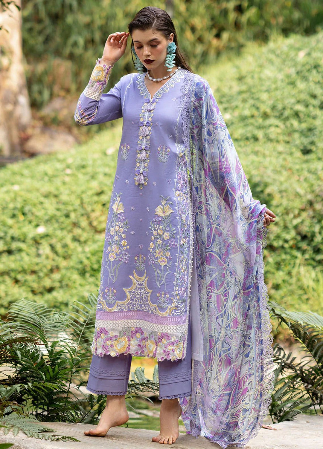 Dahlia by Roheenaz Embroidered Lawn Suits Unstitched 3 Piece RNZ24D D-06B Aster - Summer Collection