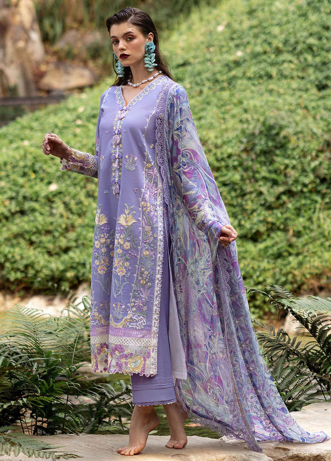 Dahlia by Roheenaz Embroidered Lawn Suits Unstitched 3 Piece RNZ24D D-06B Aster - Summer Collection