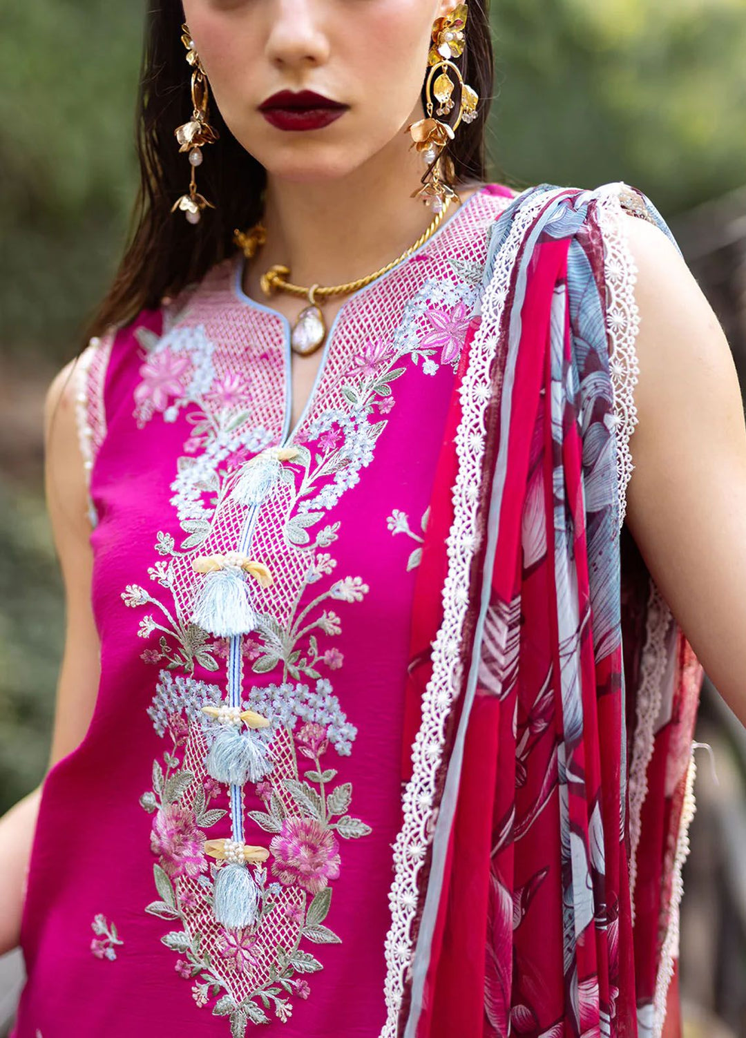 Dahlia by Roheenaz Embroidered Lawn Suits Unstitched 3 Piece RNZ24D D-07B Camellia - Summer Collection