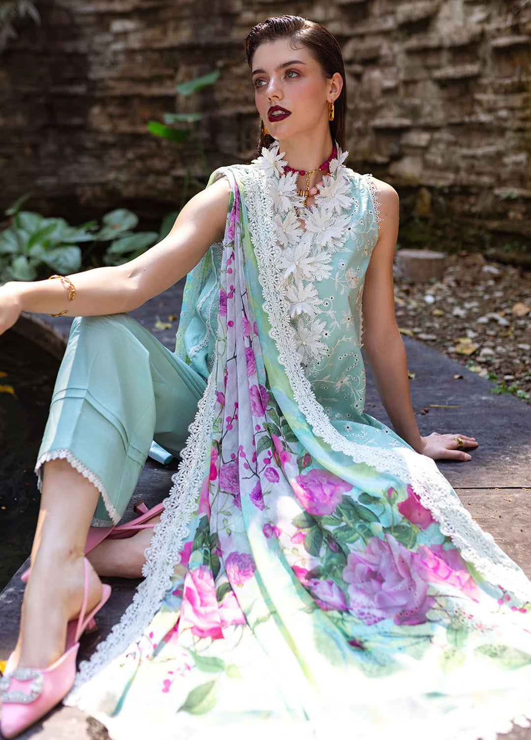 Dahlia by Roheenaz Embroidered Lawn Suits Unstitched 3 Piece RNZ24D D-08B Zinnia - Summer Collection