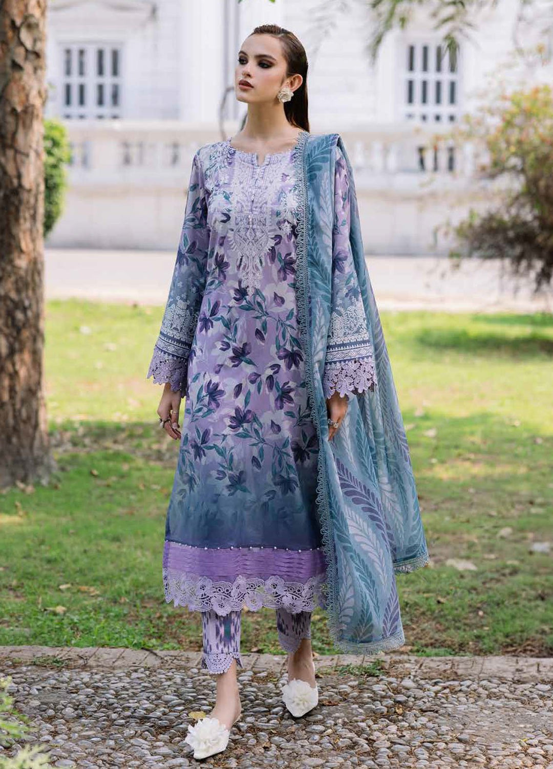 Daily Delights by Nureh Chikankari Lawn Suits Unstitched 3 Piece NU25DC DD-02 - Summer Collection