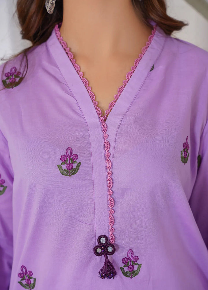 Damask Clothing Pret Embroidered Lawn 2 Piece Suit Lavendar