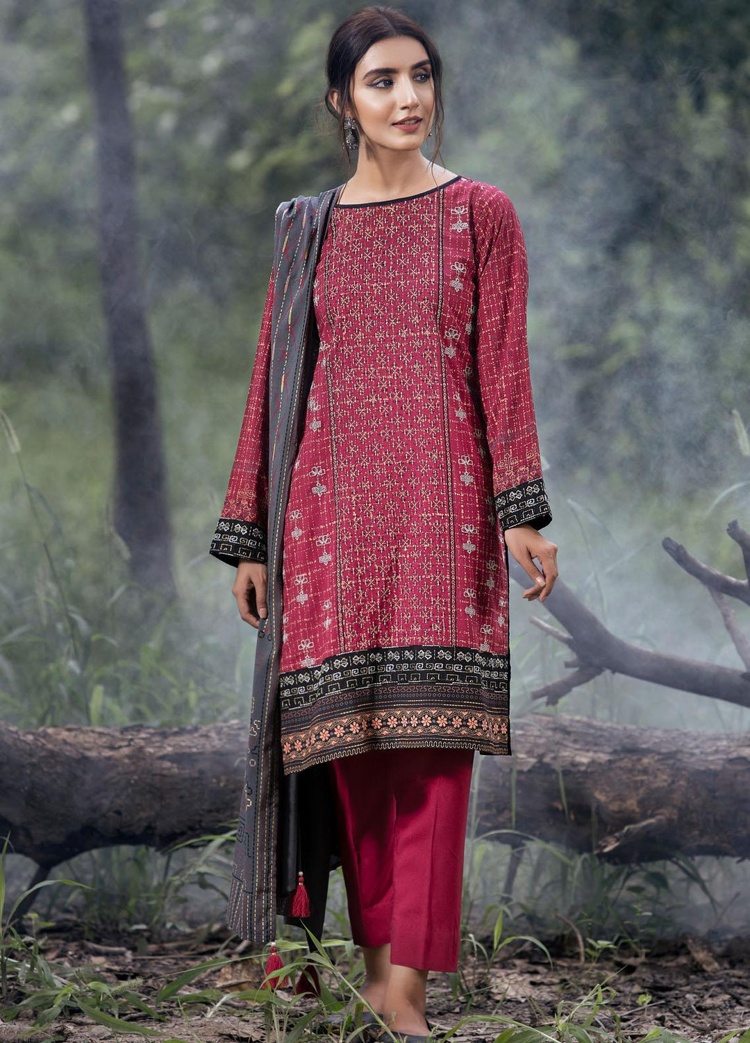 Dareechay by Lakhany Embroidered Pashmina Suits Unstitched 3 Piece LSM21DU DEW-6025-B - Winter Collection