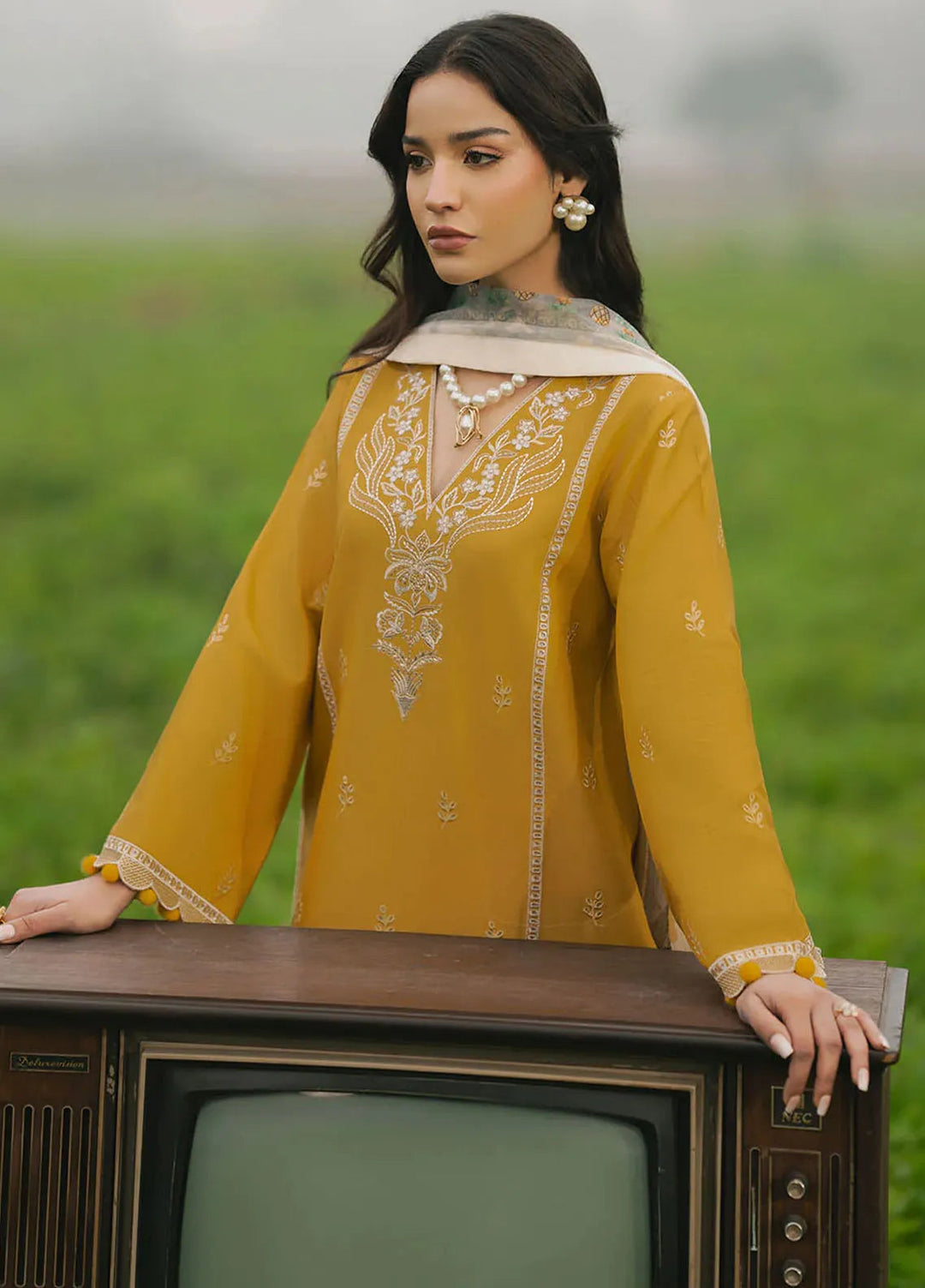 Dareen by Izel Embroidered Lawn Suits Unstitched 3 Piece IZL25DL Aabroo - Summer Collection