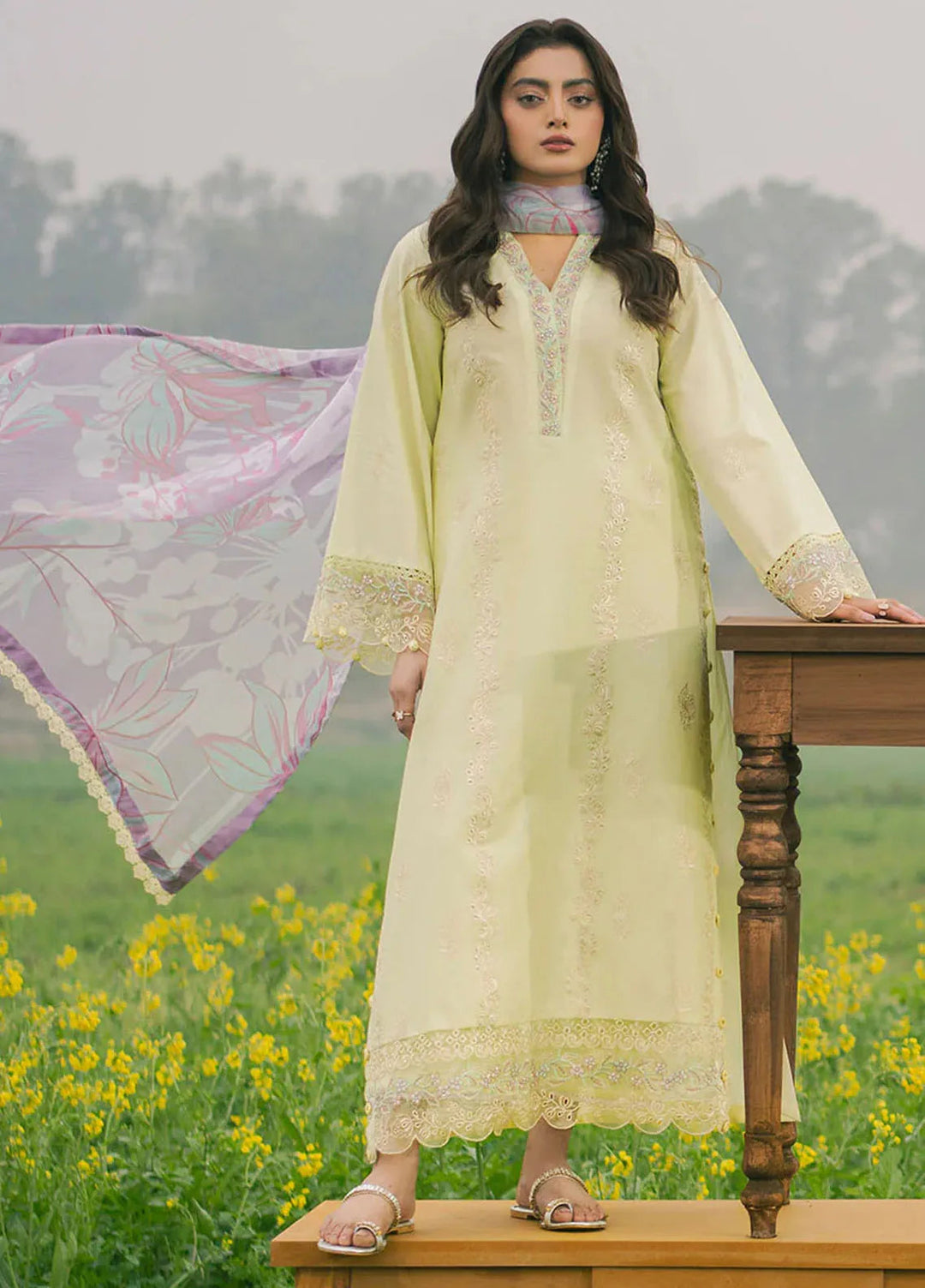 Dareen by Izel Embroidered Lawn Suits Unstitched 3 Piece IZL25DL Baran - Summer Collection