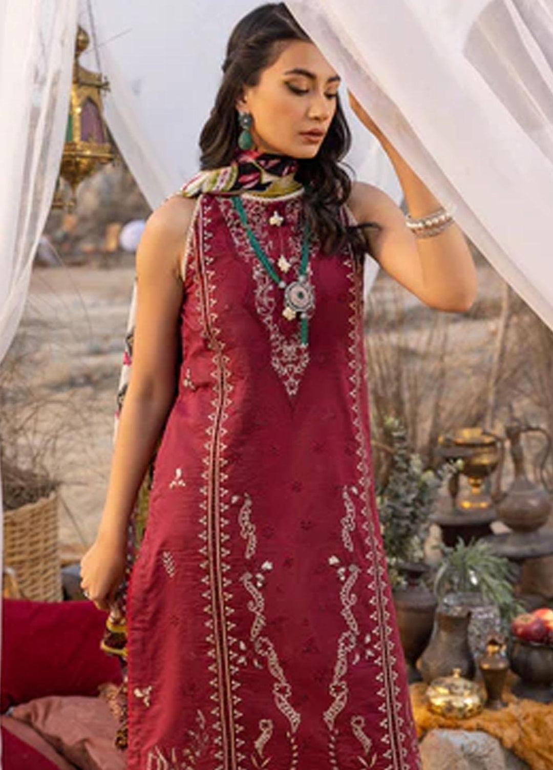 Dareen By Izel Embroidered Lawn Suits Unstitched 3 Piece IZL23D Fasana - Luxury Collection