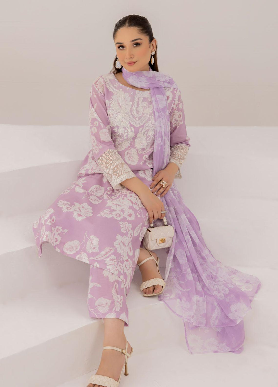 Esra Fashion Pret Embrodered Cambric 3 Piece Suit DT-23-04