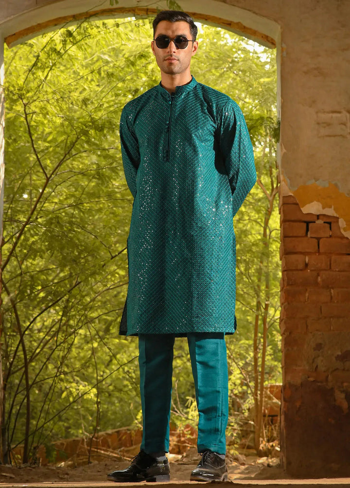Dastaan by Fabrich Embroidered Cotton Silk Unstitched Suits 2 Piece GTS-D-004 -Mens Collection