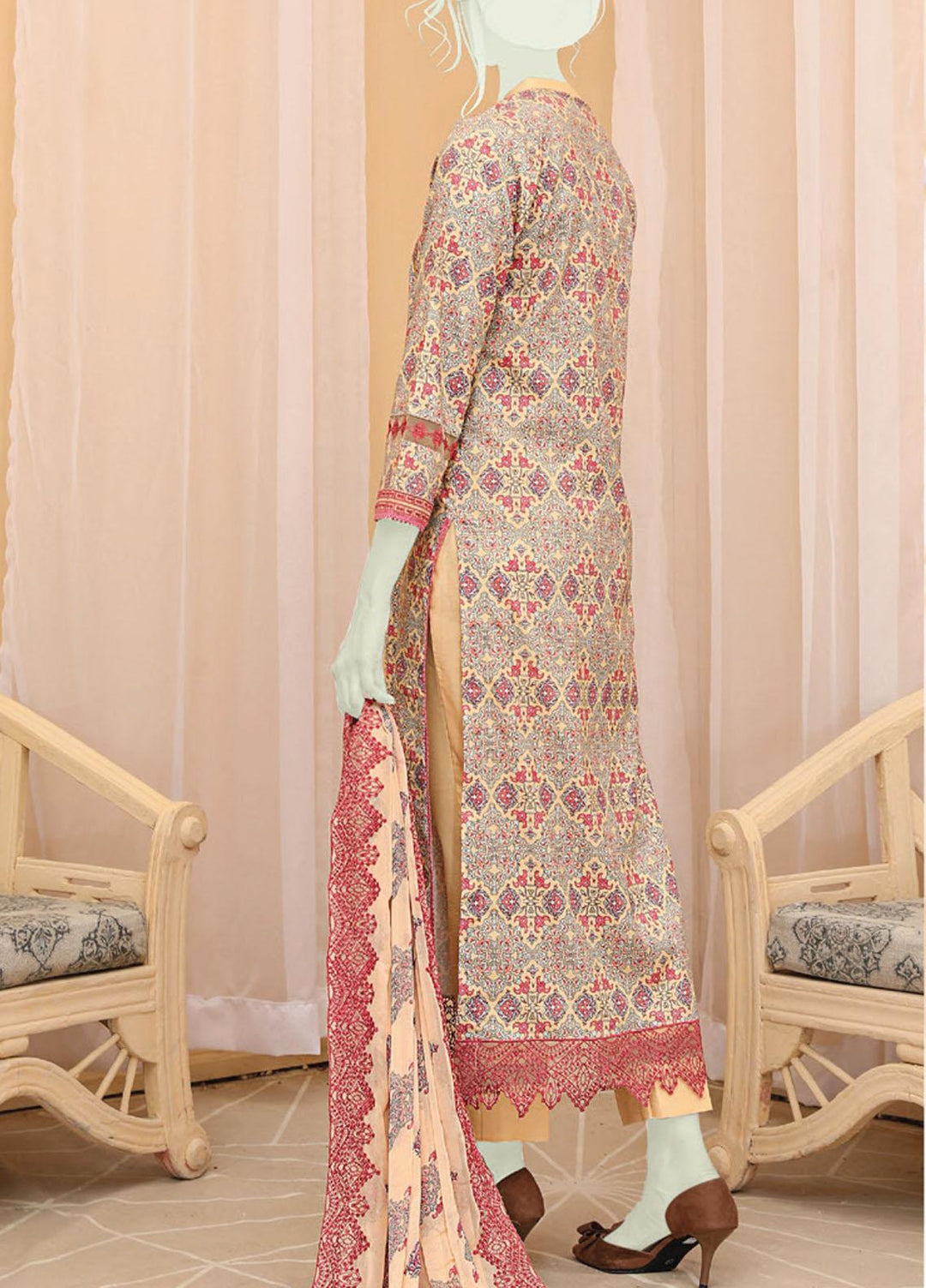 Dastaan by Humdum Embroidered Lawn Suits Unstitched 3 Piece HD22DL D5 - Summer Collection