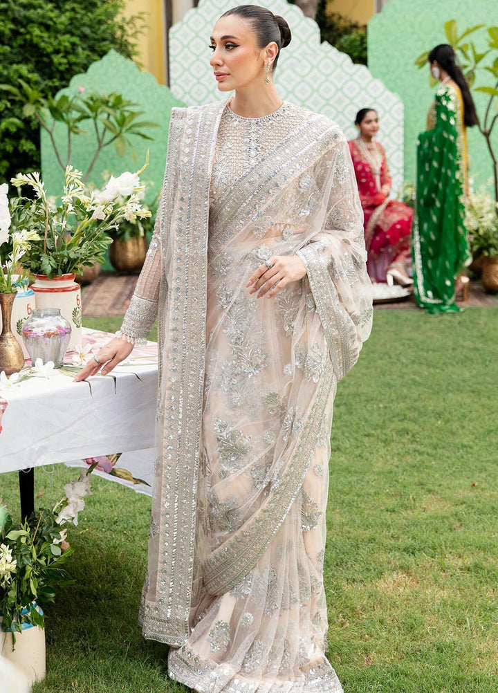 Dastaan By Imrozia Premium Embroidered Net  Unstitched Saree IMP23DS IB-36 Mehrnaz - Bridal Collection
