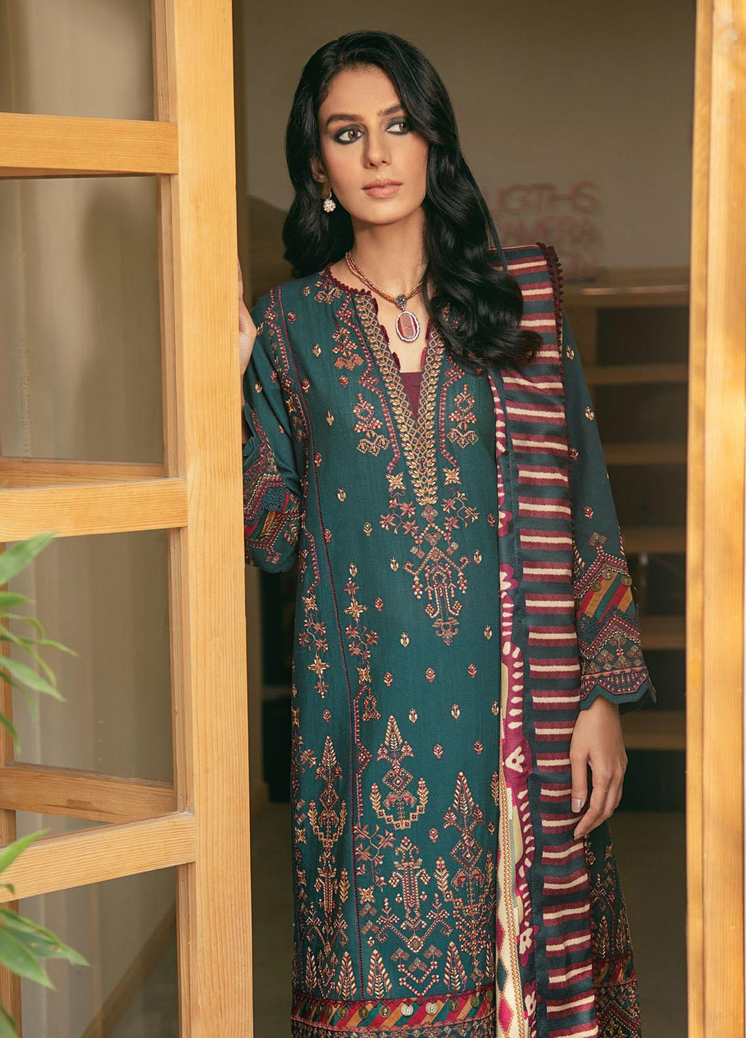 Dastaan By Jazmin Embroidered Khaddar Suits Unstitched 3 Piece JZ21D 08 - Winter Collection