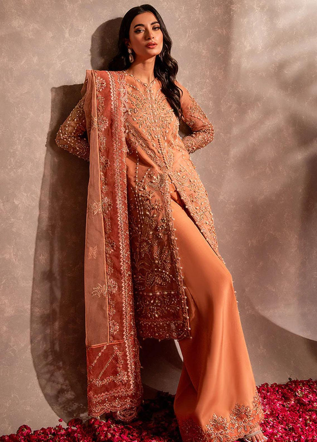 Dastaan By Maria Osama Khan Embroidered Organza Suits Unstitched 3 Piece Aarzoo - Luxury Collection
