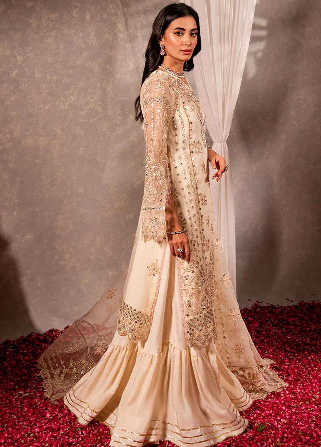 Dastaan By Maria Osama Khan Embroidered Organza Suits Unstitched 3 Piece Hoor - Luxury Collection