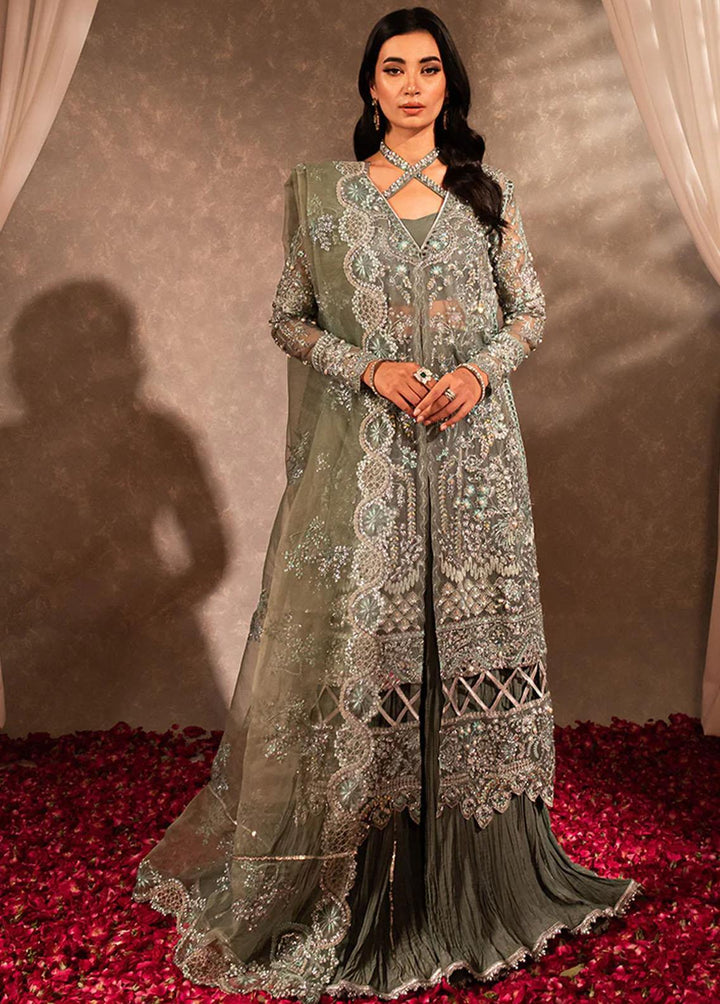 Dastaan By Maria Osama Khan Embroidered Organza Suits Unstitched 3 Piece Mehr - Luxury Collection