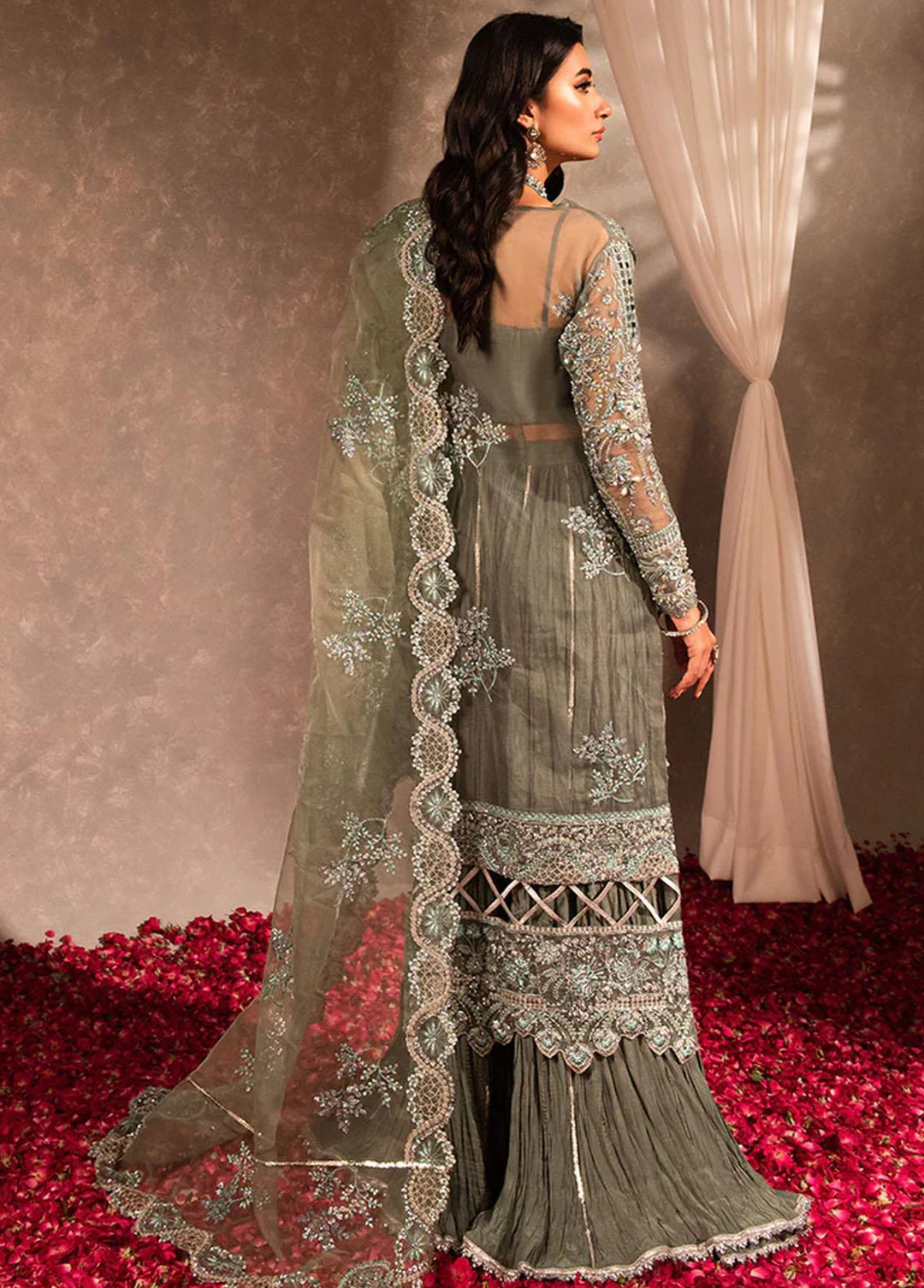 Dastaan By Maria Osama Khan Embroidered Organza Suits Unstitched 3 Piece Mehr - Luxury Collection