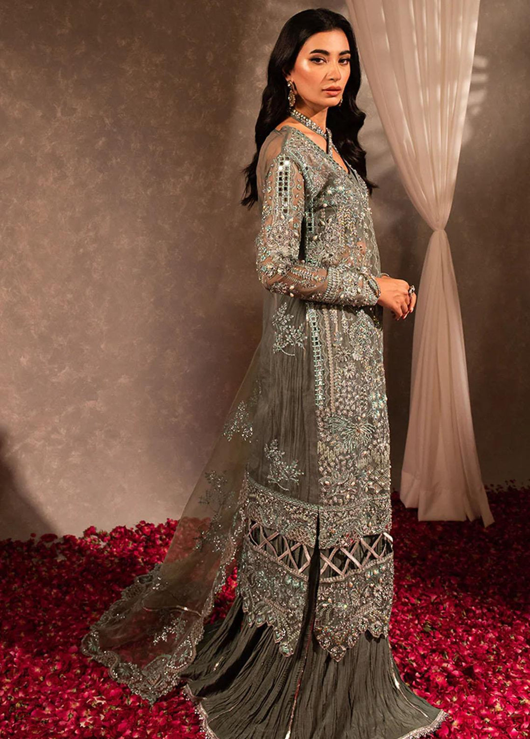 Dastaan By Maria Osama Khan Embroidered Organza Suits Unstitched 3 Piece Mehr - Luxury Collection