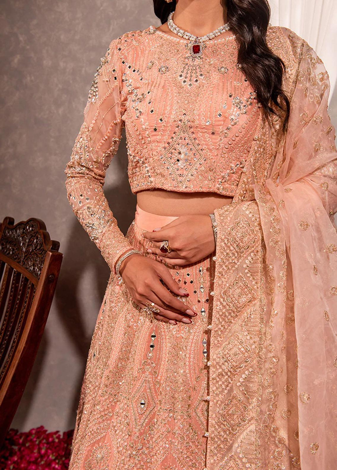 Dastaan By Maria Osama Khan Embroidered Organza Suits Unstitched 3 Piece Roshan - Luxury Collection