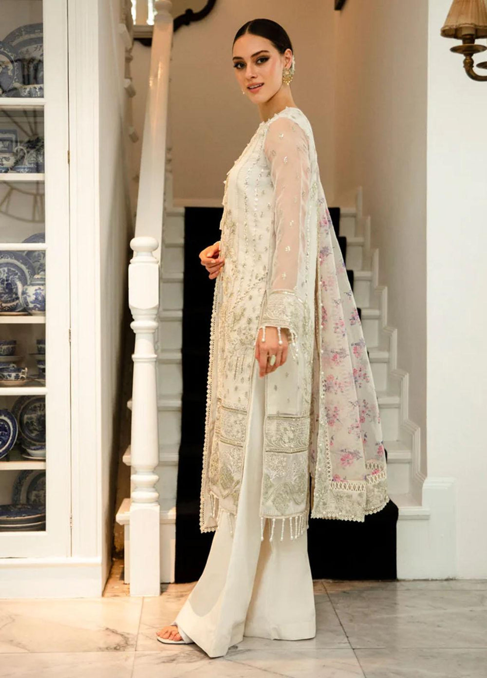 Dastaan By Meeral Embroidered Organza Suits Unstitched 3 Piece MRL24D Huns-e-Nazar - Formal Collection