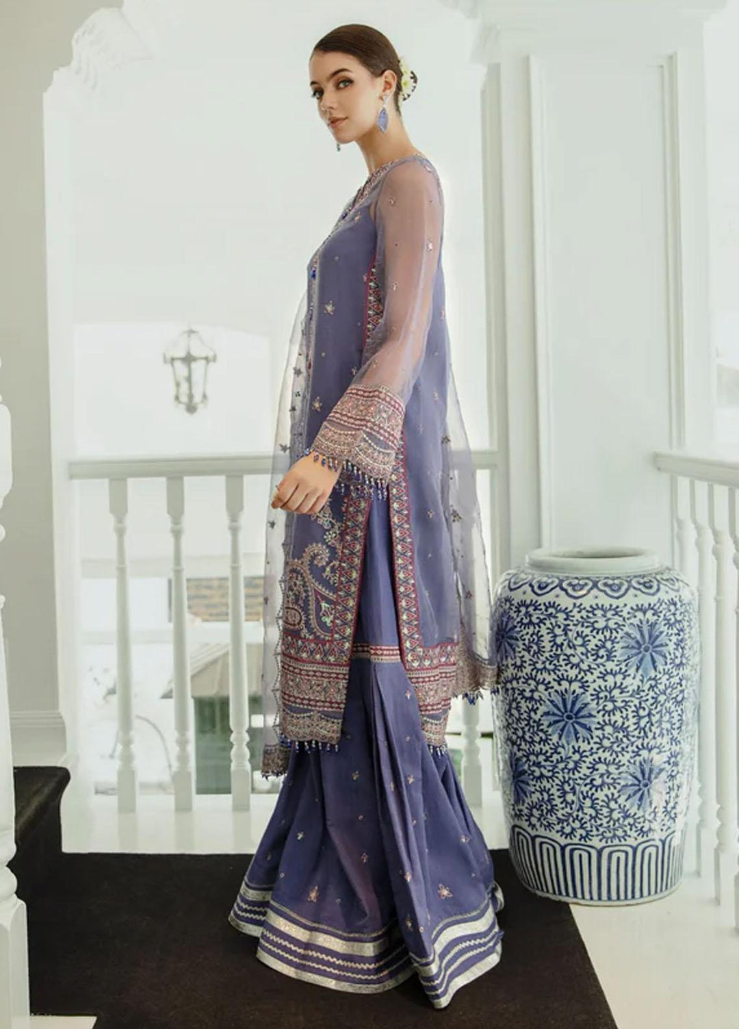 Dastaan By Meeral Embroidered Organza Suits Unstitched 3 Piece MRL24D Rang-e-Sukhn - Formal Collection