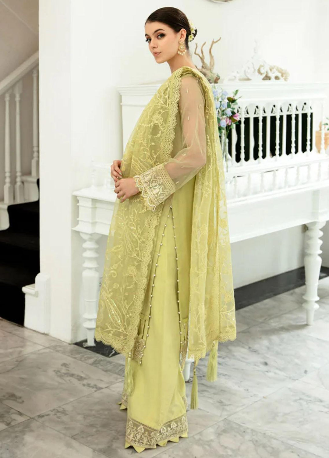 Dastaan By Meeral Embroidered Organza Suits Unstitched 3 Piece MRL24D Sang-e-Maah - Formal Collection