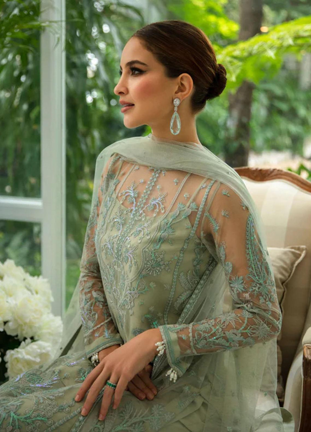 Dastaan By Meeral Embroidered Organza Suits Unstitched 3 Piece MRL24D Wafa - Formal Collection