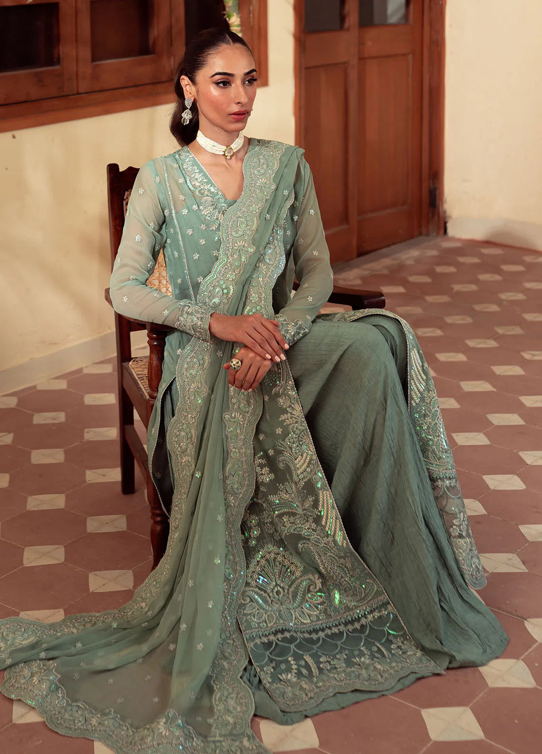 Dastaan By Neeshay Embroidered Chiffon Suit Unstitched 3 Piece NSH24DL Heer - Formal Collection
