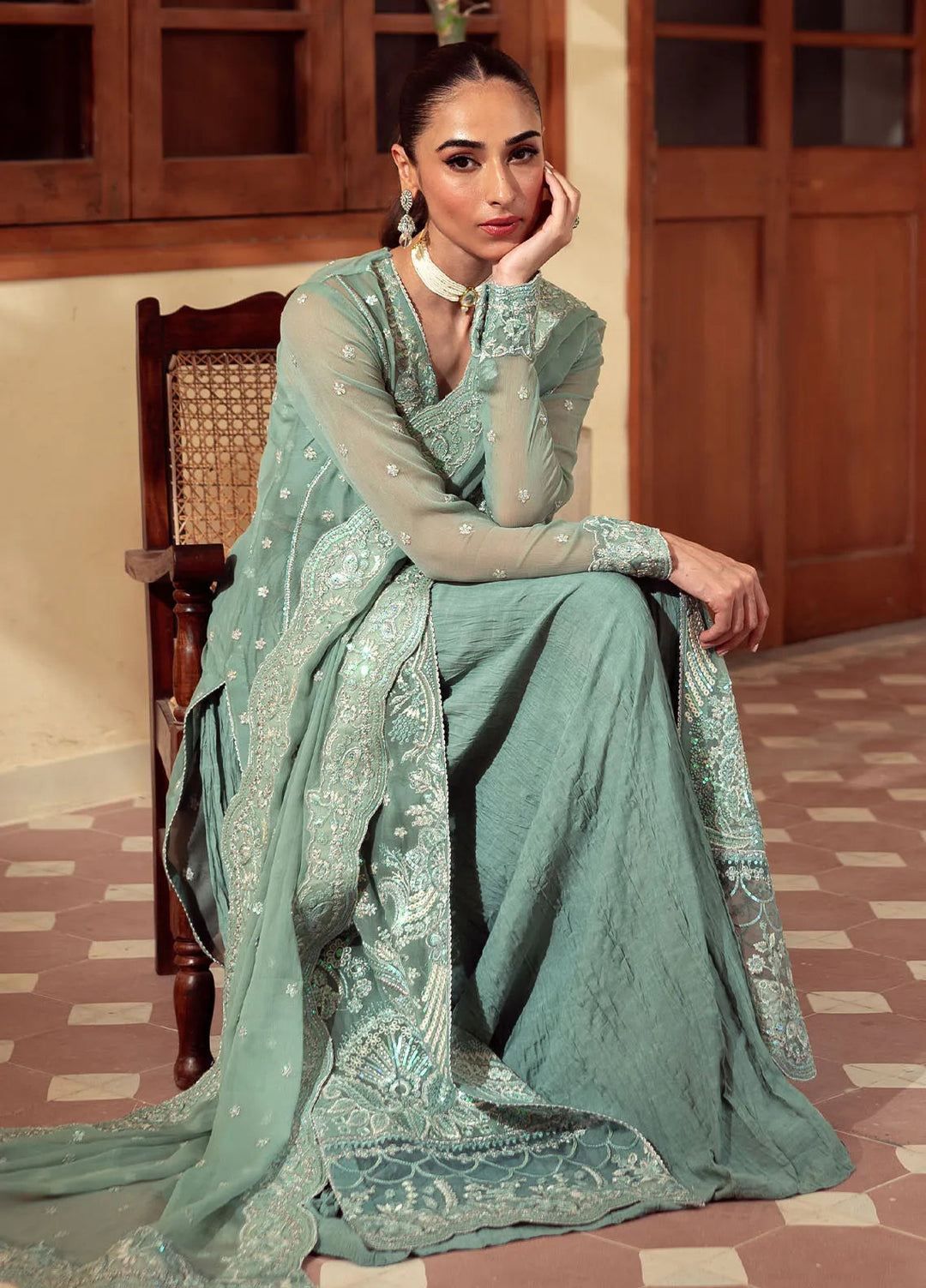Dastaan By Neeshay Embroidered Chiffon Suit Unstitched 3 Piece NSH24DL Heer - Formal Collection