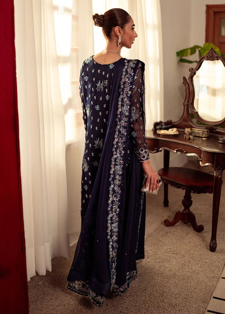 Dastaan By Neeshay Embroidered Chiffon Suit Unstitched 3 Piece NSH24DL Neelam - Formal Collection