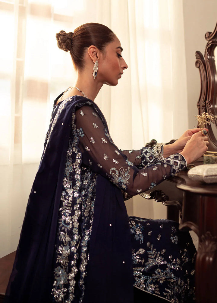 Dastaan By Neeshay Embroidered Chiffon Suit Unstitched 3 Piece NSH24DL Neelam - Formal Collection