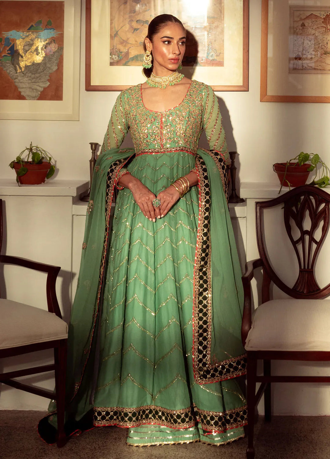 Dastaan By Neeshay Embroidered Chiffon Suit Unstitched 3 Piece NSH24DL Noreen - Formal Collection