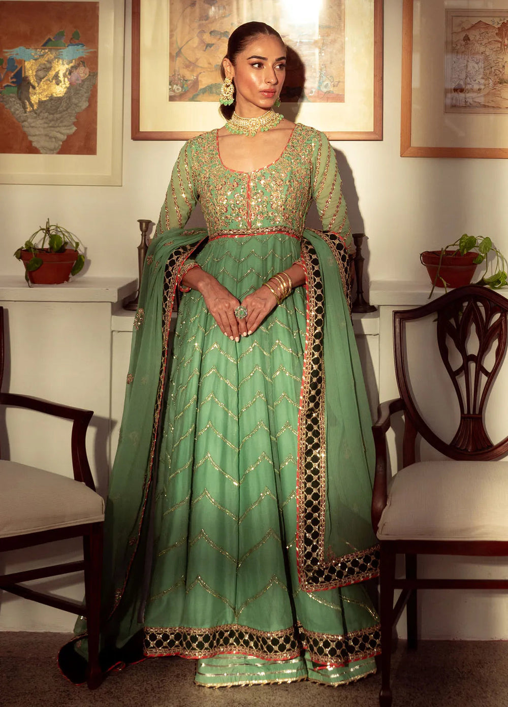 Dastaan By Neeshay Embroidered Chiffon Suit Unstitched 3 Piece NSH24DL Noreen - Formal Collection