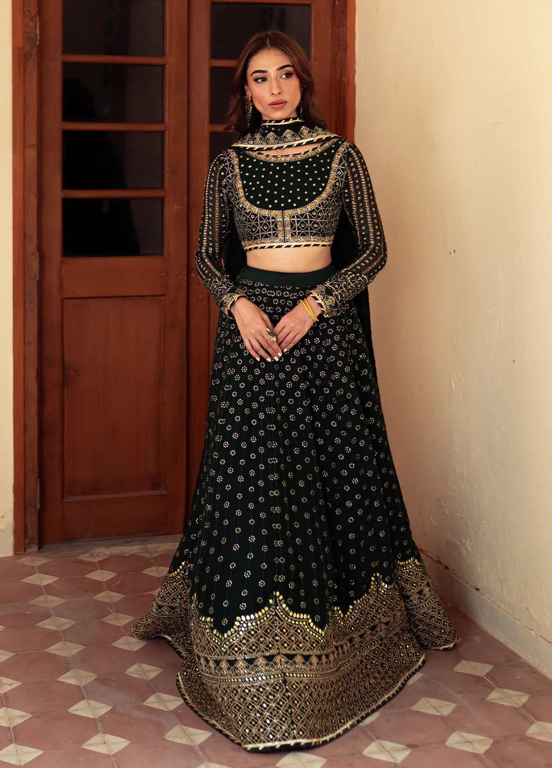 Dastaan By Neeshay Embroidered Chiffon Suit Unstitched 3 Piece NSH24DL Sheesh - Formal Collection