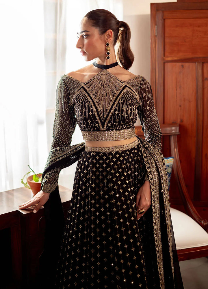 Dastaan By Neeshay Embroidered Chiffon Suit Unstitched 3 Piece NSH24DL Sunehri - Formal Collection